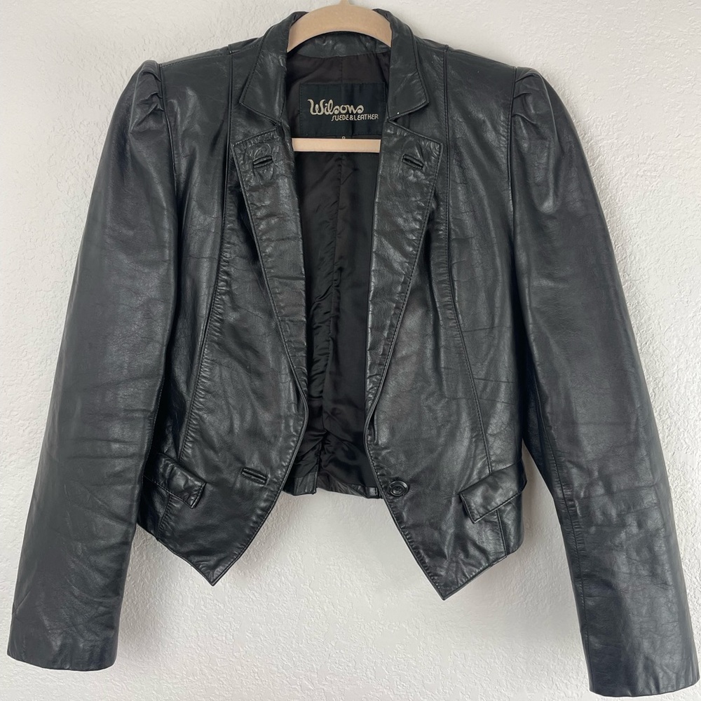 Vintage 1980’s Wilsons Leather Black Jacket Size Small